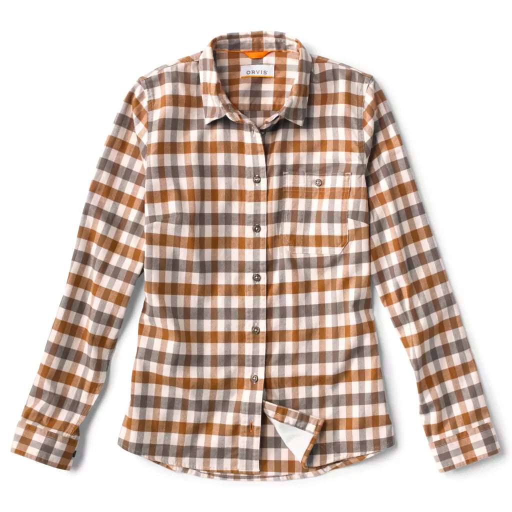 Women's Flat Creek Tech Flannel Shirt | Pale Clay | Size Small | Cotton/Flannel/Recycled Materials | Orvis