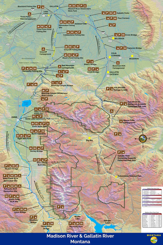 Madison River Montana GPS Map Poster 
